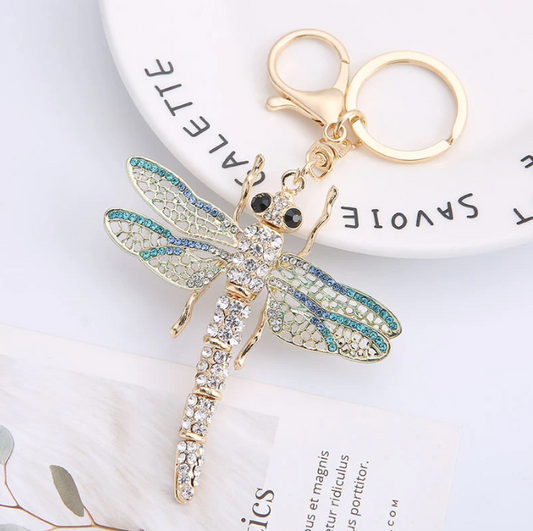 Add Bling to Your Keyring with a Blue Crystal Dragonfly keychain