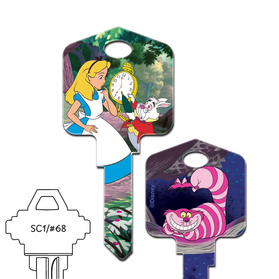 Disney's Alice in Wonderland and Cheshire Cat house key blank